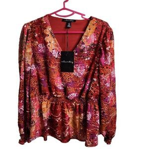 A Love Story Pomono Sunburst Puff Sleeve NWT Top Size Large